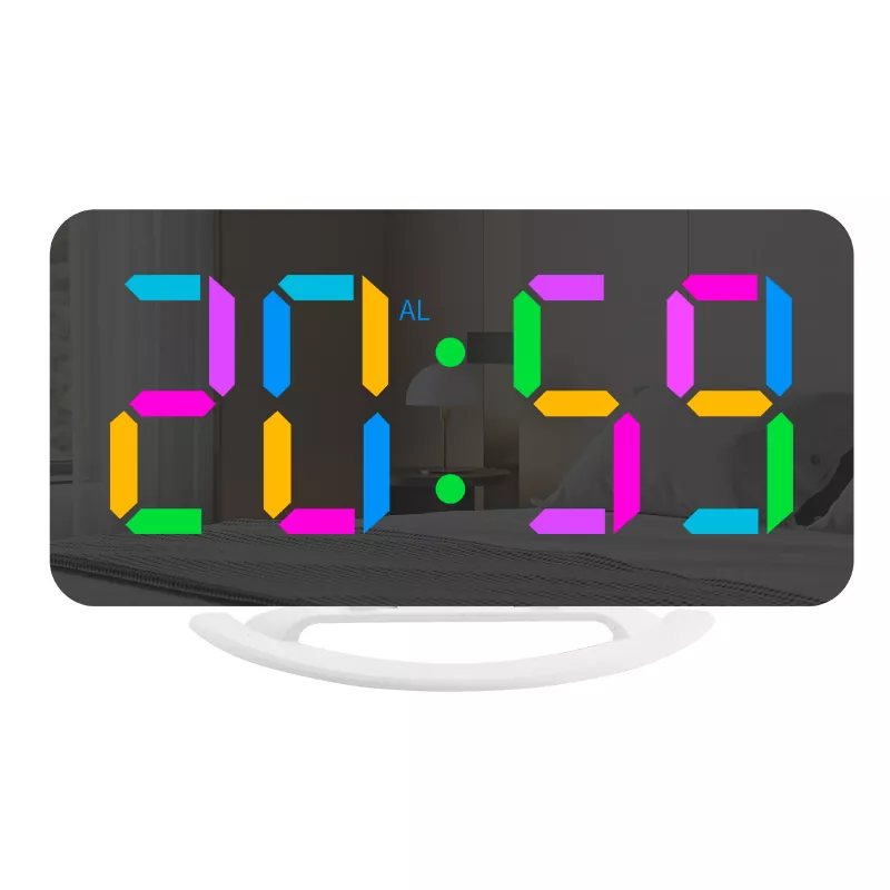 LED RGB צבעוני שעון מעורר מראה שולחני